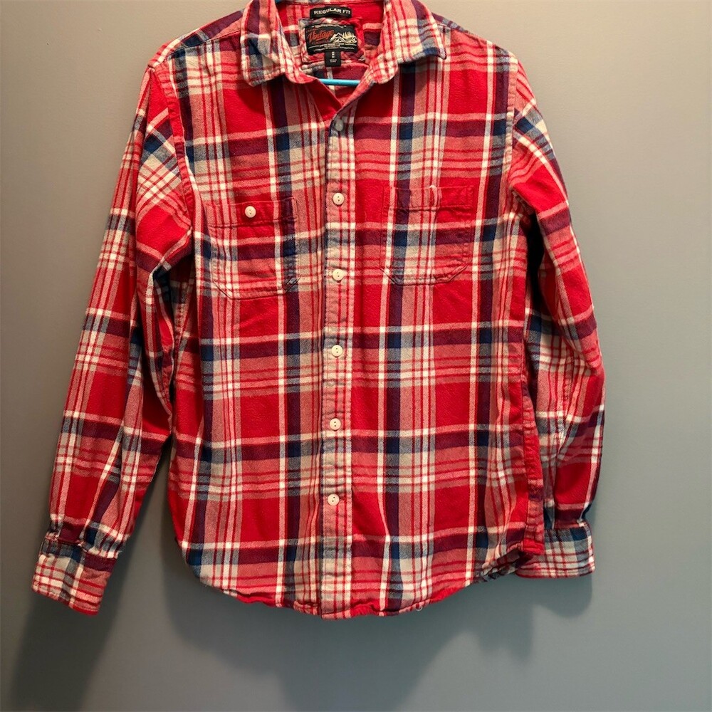 Old Navy Vintage Men's Plaid Flannel Button-Up Shirt Size M Fisherman